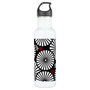 Retro black white flowers 710 ml water bottle
