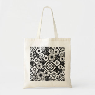 Retro black white flowers Bag