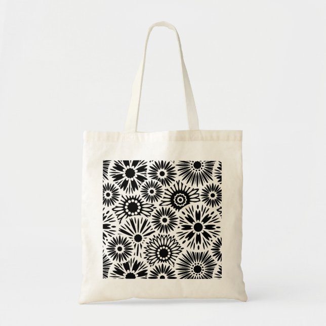 Retro black white flowers Bag (Front)