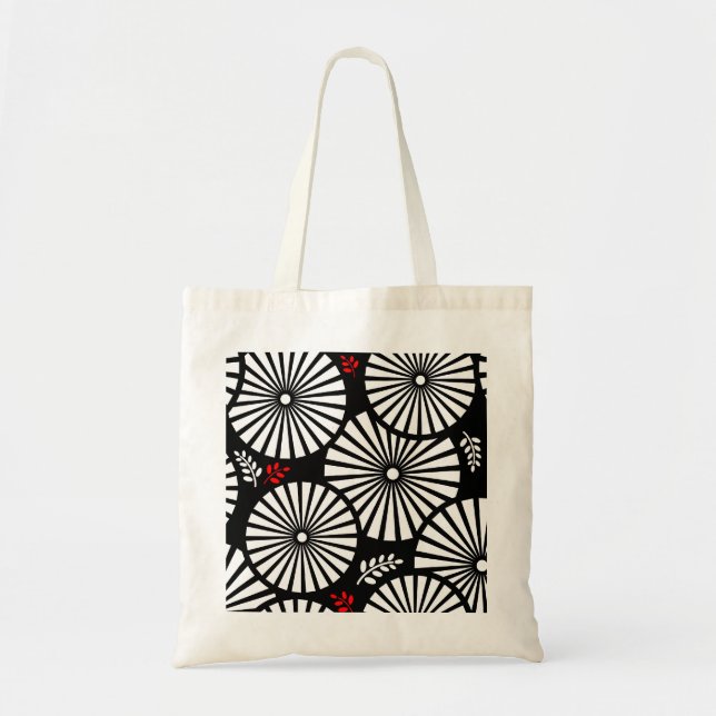 Retro black white flowers Bag (Front)