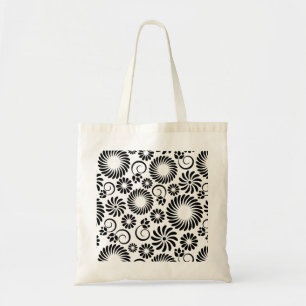 Retro black white flowers Bag