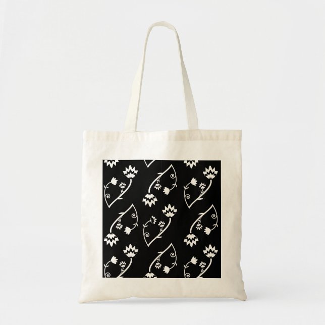 Retro black white flowers Bag (Front)