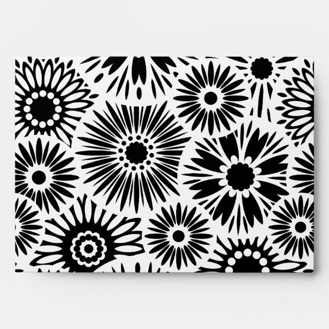 Retro black white flowers Envelope (Front)