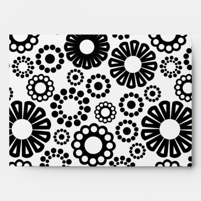 Retro black white flowers Envelope (Front)