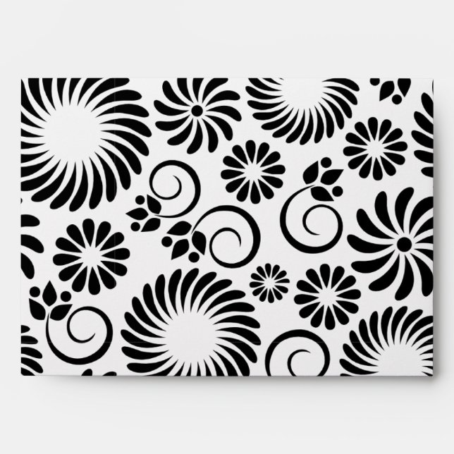 Retro black white flowers Envelope (Front)