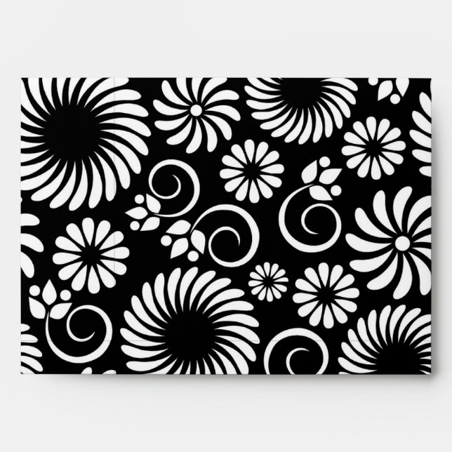 Retro black white flowers Envelope (Front)