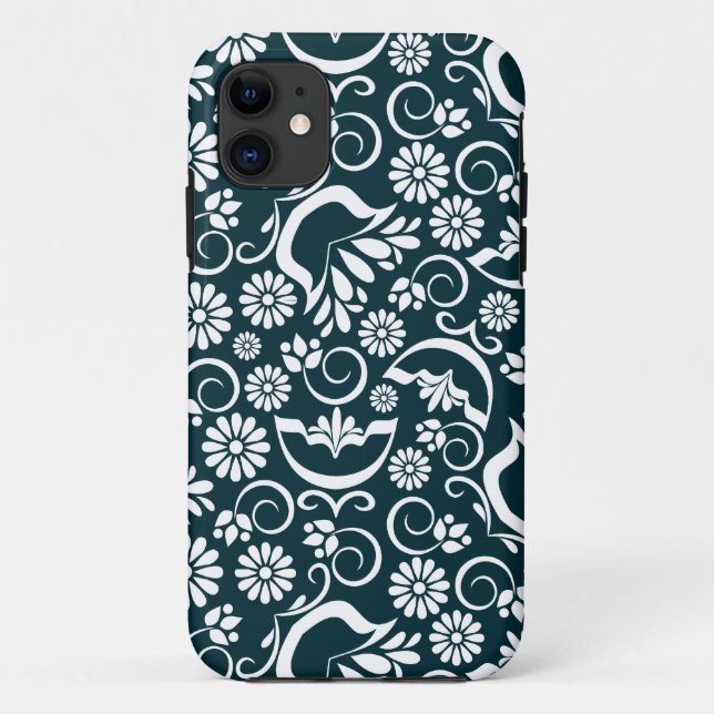 Retro black white flowers iPhone 5 Case (Back)
