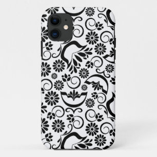 Retro black white flowers iPhone 5 Case