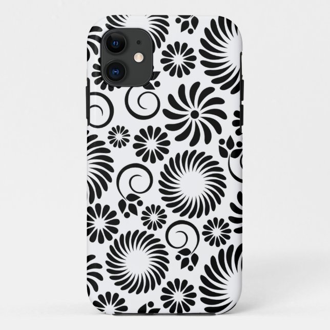 Retro black white flowers iPhone 5 Case (Back)