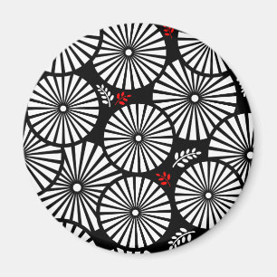 Retro black white flowers iPhone magnet