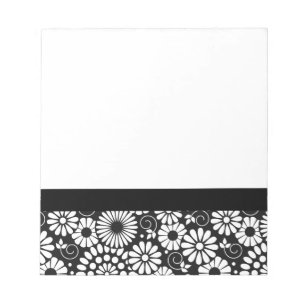 Retro black white flowers Notebook Notepad