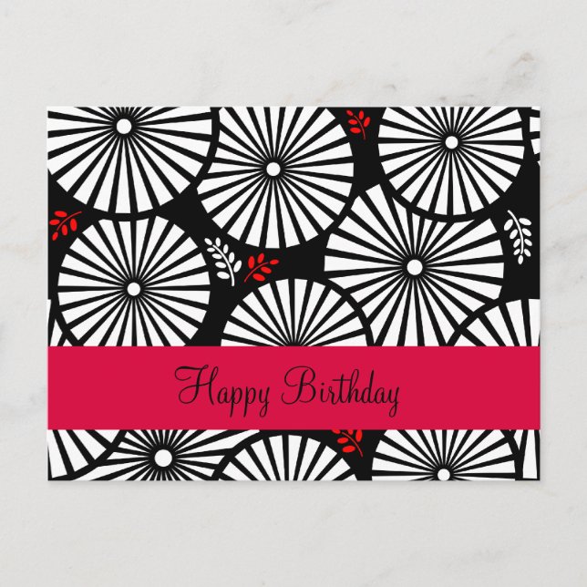 Retro black white flowers Postcard (Front)