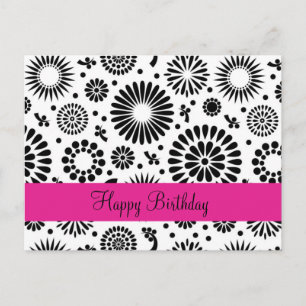 Retro black white flowers Postcard