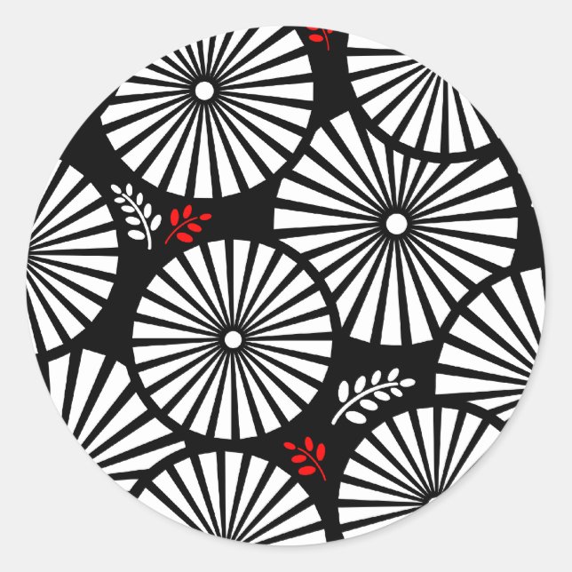 Retro black white flowers Sticker (Front)