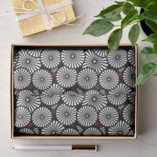 Retro black white flowers Tie Tissue Paper