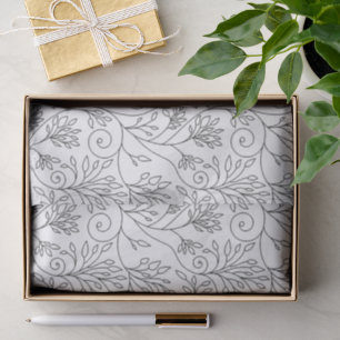 Retro black white flowers Tie Tissue Paper