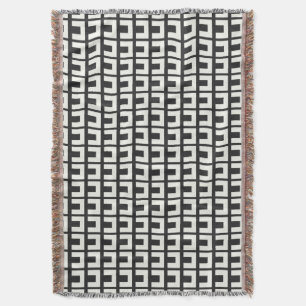Retro Black White Geometric Mid Century Modern Throw Blanket