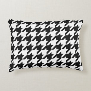 Retro Black White Hounds-tooth Weaving Pattern Decorative Cushion