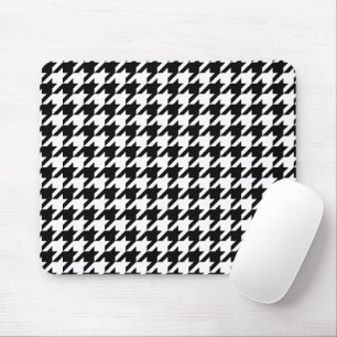 Retro Black White Houndstooth Weaving Pattern Mouse Mat