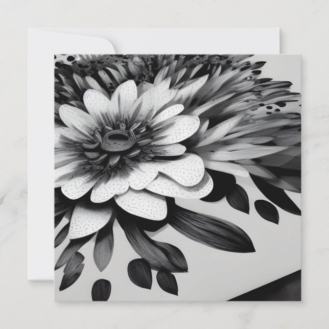 Retro Black & White Paper Flowers (Front)