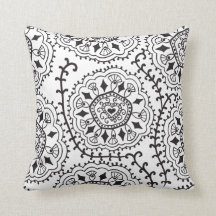 Retro Black & White Pattern Throw Pillow