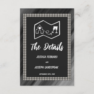 Retro Black & White Pearls & Map Enclosure Card