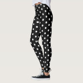 Retro Black White Polka Dots Pattern Chic Fashion Leggings (Left)