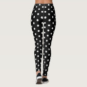 Retro Black White Polka Dots Pattern Chic Fashion Leggings (Back)