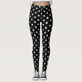 Retro Black White Polka Dots Pattern Chic Fashion Leggings (Front)