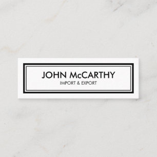 Retro Black White Professional Elegant Minimalist Mini Business Card