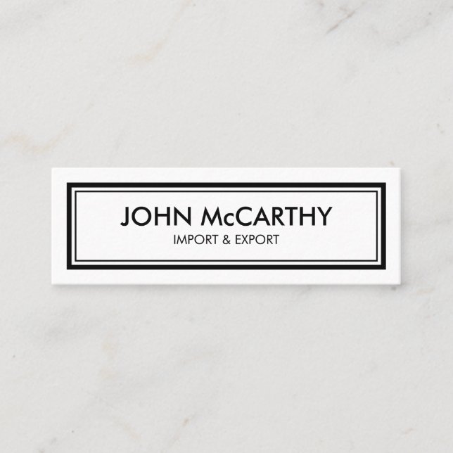 Retro Black White Professional Elegant Minimalist Mini Business Card (Front)