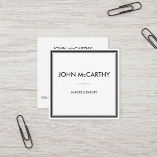 Retro Black White Professional Elegant Minimalist  Square Business Card