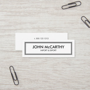 Retro Black White Professional Stripes Minimalist Mini Business Card