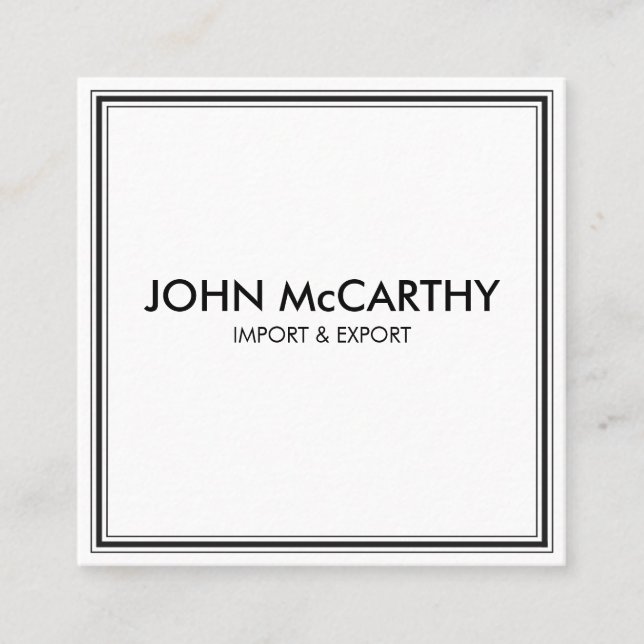 Retro Black White Professional Stripes Minimalist Square Business Card (Front)