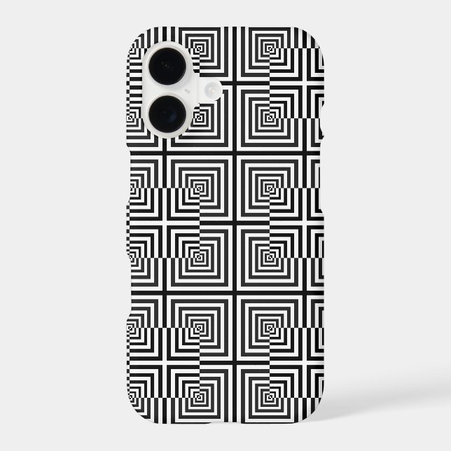 Retro Black White Squares Psychedelic Pattern (Back)