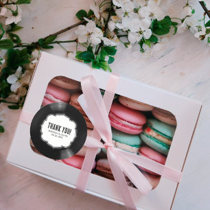 Retro Black & White Vinyl Record Wedding Thank You Classic Round Sticker