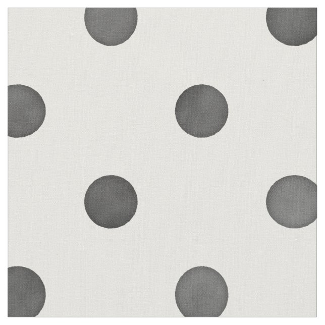 Retro black white watercolor polka dots pattern fabric (Close Up)