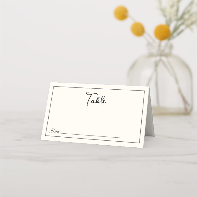 Retro Black White  Wedding Place Card (Front)