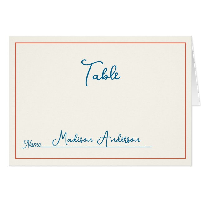 Retro Black White  Wedding Place Card (Front Horizontal)