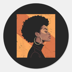 Retro Black Women Afro Melanin Juneteenth Classic Round Sticker