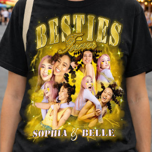 Retro Black Yellow Besties Y2K Bootleg Matching  T-Shirt