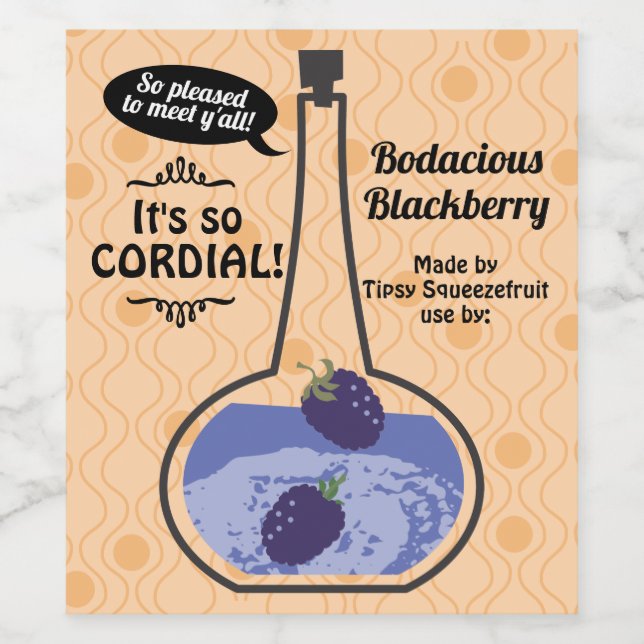 Retro blackberry cordial homemade wine vinegar wine label (Single Label)