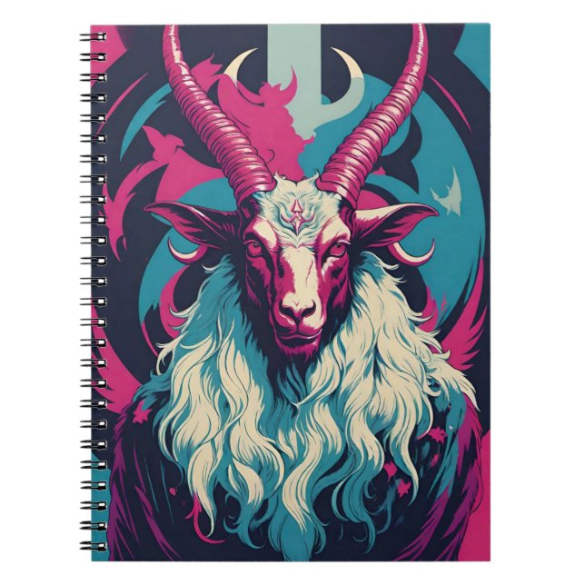 Retro Blacklight Vibe Occult Satanic Baphomet Notebook (Front)