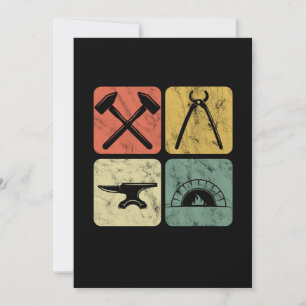 Retro Blacksmith Symbols Anvil Forge Farrier Gift Invitation
