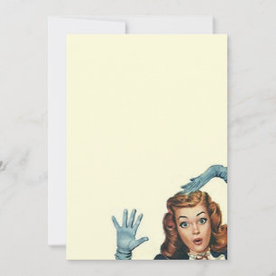 Retro Blank Invitations Lady Surprise Expression