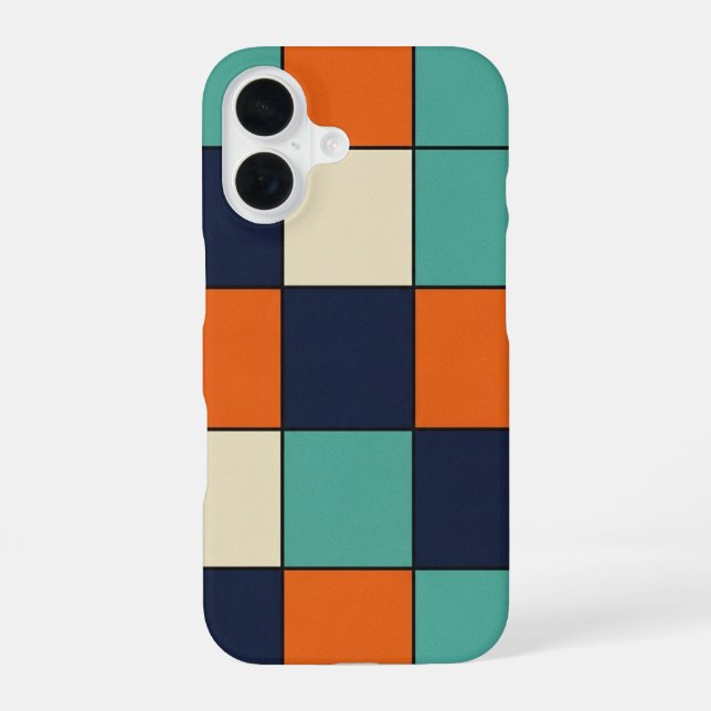 Retro Block Grid iPhone 16 Case (Back)