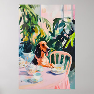 Retro Bloodhound Poster, Bloodhound Oil Painting Poster