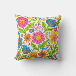 Retro Bloom Floral Cushion
