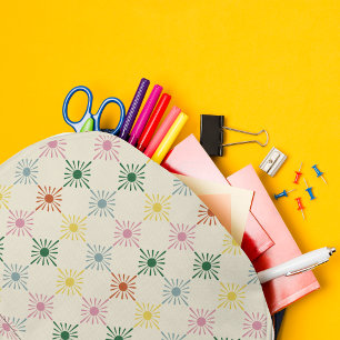 Retro Bloom Geometric Floral Print Patterned Printed Backpack