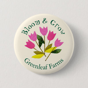 Retro Bloom & Grow Colourful Garden Farm Nursery 6 Cm Round Badge